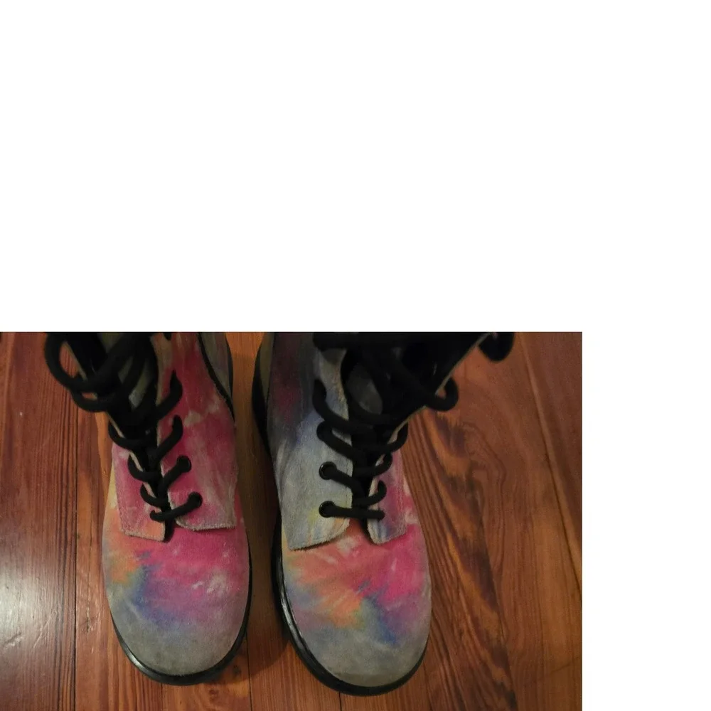 Dr. Martens 1460 Y Kids Tie Dye Suede Lace Up Side Zip Boots Multi Color Size 5M